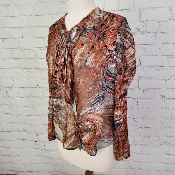 ANTHROPOLOGIE 𝅺Meadow Rue Sheer Blouse Top Orange S - Picture 3 of 7